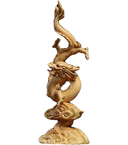Amazon.co.jp: 小葉黄楊木 木彫り 仏像 龍の置物 竜 木彫り 干支 辰