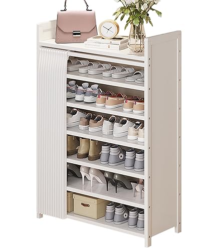 Amazon｜シューズラック 玄関収納 ドア付き 天然竹製 メッシュドア