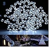 日本語説明書付き　クリスマスイルミ＆ソーラー充電式LEDイルミネーション＆太陽発電（10m　100球）(カラフル）自動的にON/OFF (ホワイト)