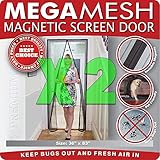 [ 2パック]磁気スクリーンドア – Heavy Duty強化メッシュ&フルフレームVelcro FitsドアUp To 34 " x82 " MegaMesh Comes with a 12月保証