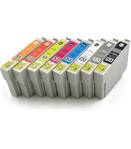 Amazon.co.jp: EPSON 53 8色パック【 IC8CL53 BK/MB/C/M/Y/R/OR/GL】IC