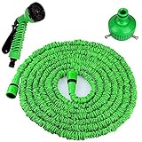 散水 ホース KINGTOP 伸縮ホース 15メートル 伸びる マジック ホース リール 二層構造ゴム 7種散水パターン プラスチック製ボールロック 改良版 洗車/庭/ガーデニング/ベランダ/掃除など