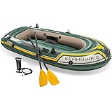 INTEX Seahawk Inflatable Boat Series: Includes Deluxe Boat Oars and High-Output Pump – SuperStrong PVC – Fishing Rod Holders 