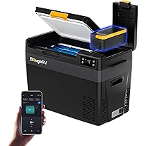 BougeRV ポータブル冷蔵庫 22L 車載 冷凍可能 バッテリー1個つき Amazon.co.jp: 【リン酸鉄バッテリー内蔵可能・専用バッテリー 1 個