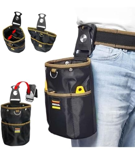 Amazon.co.jp: Laxewzul腰袋 2段 工具入れ 釘袋 バネ式開閉 着脱式工具