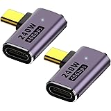 USB 4 Type C変換アダプタ左右90°曲げ設定、L字L型USB 4.0高速充電PD充電240 W高速データ伝送40 Gbps型ctype-c変換アダプタ90度雄雌USB-Cコネクタ（2個セット）