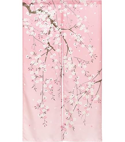 Amazon｜Qinunipoto のれん 花柄 桜の花 玉ボケ ピンク色 和風