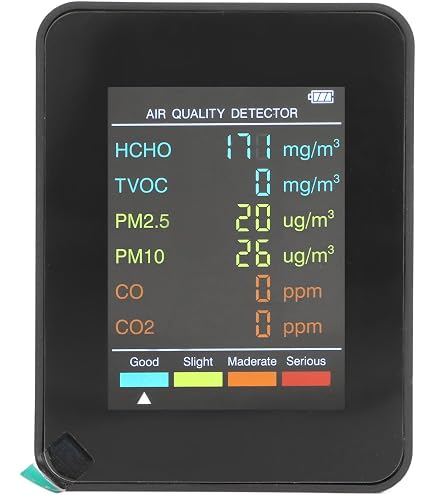 HOHOVYVY Luftqualitätsmonitor 5-in-1 – Misst CO₂, HCHO, TVOC, Temperatur & Feuchtigkeit Temperatur Feuchtigkeit Sensor HOHOVYVY Luftqualitätsmonitor 5-in-1 – Misst CO₂, HCHO, TVOC, Temperatur & Feuchtigkeit Temperatur Feuchtigkeit Sensor