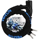 VEIZUN バイクロック チェーンロック ワイヤーロック バイク 自転車 スチールロック タイヤロック φ(直径)22mm×1200ｍｍ 盗難防止 多用途 頑丈 極太 極厚 ブラック