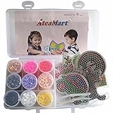 AteaMart DIYビーズ&ペグボード パック (キット内容:5mm-1パック2400ピース+6個ヒューズビーズ ボード+2個ピンセット+12色アイロンペーパー) FORクリスマスギフト並行輸入品