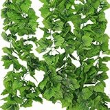 Luyue 観葉植物 造花、藤 人工壁掛け、ブドウの葉 人工 藤、緑 壁掛 グリーン 緑 植物 吊り 家庭やパーティ飾り、6 個セット (スタイル2)