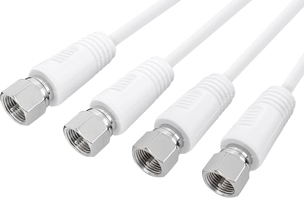 F-FACTORY Antenna Cable (Slim & Ultrafine), 4K8K/ BS/CS/Terrestrial Digital/CATV Broadcasting, S-2.5C-FB Coaxial Cable, 0.3 m, 2-Piece Set of 2, Double-ended F-Type Connector (Screw-Type), White/White - 1