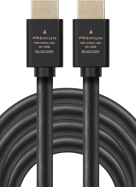 エレコム HDMI ケーブル 5m プレミアム 4K2K(60Hz) 【Premium HDMI(R) Cable規格認証済み】 18Gbps テレビ・パソコン・ゲーム機などに ARC 黒 ECDH-HDP50BK - 1