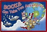 Joy Carpets Kid Essentials Language & Literacy Oval Books Can Take You Anywhere Rug Sky Blue 7'8 x 1