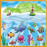 Kids Large Washable Coloring Play Mat with 'Fantastic Sea Life' Design by Dimple [並行輸入品]