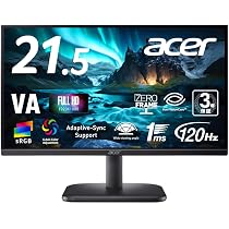 Amazon.co.jp: Acer 21.5インチ VA フルHD 120Hz 1ms(VRB) 非光沢 sRGB