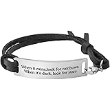 Yiyang Motivational Gift Inspirational Leather Bracelet Adjustable Bangle Jewellery Stainless Steel
