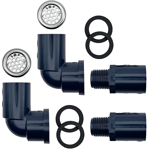 五色アクア メダカ飼育ケース用オーバーフロー加工部品x2個セット 金魚飼育容器・タライ・トロ舟などの大雨対策に