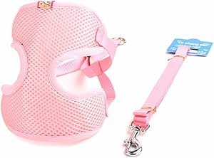 メッシュハーネス リードセット 抜けない 痛くない ハーネス リード セット クッションメッシュ 小型犬 中型犬 犬 S Mサイズ 5色 Mサイズ ピンク Enfali