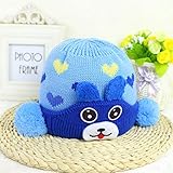 ニット帽子 ボンボン付き 保温 防寒 赤ちゃん ベビー キッズ ニット帽子 2017 新製品 light blue