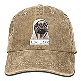 大人 デニム キャップパグ ライフ 大人気 釣り レジャー・キャップ かわいい 紫外線対策 日よけ 小顔効果 プリント付き 無地 ベージュ