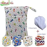 Baby Waterproof Reuseable Nappy Diapers 4pcs 5pcs Inserts1 Wet/Dry Bag by Ohbabyka [並行輸入品]
