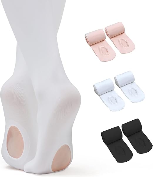 Ballet Tights, Perforated, Ballet Supplies, Stretchable, Durable, Tear Resistant, For Children & Adults, Recitals, Kindergarten Entrance Ceremonies, School Entrance Ceremonies, Weddings (3 Colors & 4 - 1