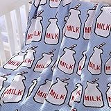 iSunShine Baby Pure Cotton Cable Knit Jacquard Cuddle Receiving Swaddle Blanket, Baby Bottle Pattern