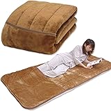 メーカー直販 足ポケット付き マイヤー毛布 敷きパッド シングル 100×205cm （足ポケット部:65cm） ブラウン