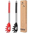 Silicone Pasta Fork Set of 2 Kitchen Heat Resistant Noodle Spoon Server BPA Free Spaghetti Strainer Best Cooking Tools(Black-