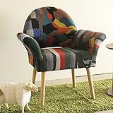 北欧風 布張り製 パッチワークソファ 1人掛けソファ 肘付き