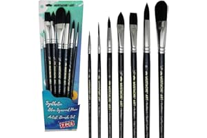 水彩アーティストブラシ7個セット-水彩とアクリル、グアッシュ塗装用の合成リスヘアアートペイントブラシ