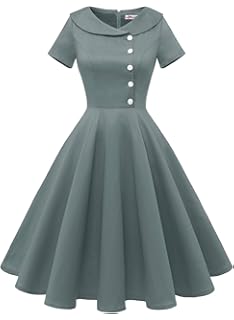 Amazon ドレッシースター スイングワンピース レトロ 50年代 ドット ビンテージ ベルト付き レディース 春夏 花柄 ワンピース チュニック 通販