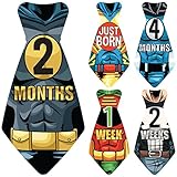 NEW! Stick'Nsnap (TM) 17 Baby Monthly Necktie Onesie Stickers - "Happy Heroes" (TM) Milestones for 1