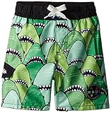 Maui & Sons Boys 'グリーンSwim Trunk with Shark Print