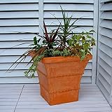 【軽くておシャレな植木鉢】 アルファ テラコッタ色 (32cm) ファイバークレイ アンティークテラコッタ風 園芸 ガーデニング スクエア おしゃれ