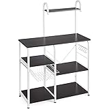 Mr IRONSTONE キッチン棚 3段＋4段 レンジ台 レンジラック レンジボード キッチン収納ラック 食器棚 キッチン収納棚 10個フック付