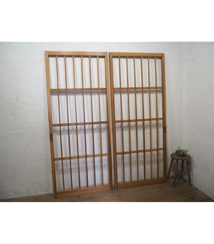 Amazon.co.jp: タN0276【H176cm×W87,5cm】×2枚格子デザインのレトロな