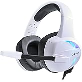 Yamazen QGH-H15(W/B) Gaming Headset, Wired 0.14 inch (3.5 mm), USB 2.0 inches (50 mm) Driver, 120° Up and Down Movable Microp