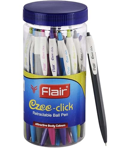 Flair Ezee Click Kugelschreiber – 30 Stück, Blaue Tinte, Ergonomischer Griff (0,7–1 Mm)