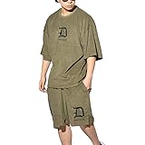 Amazon ディーオーピー Dop セットアップ メンズ 夏 大きいサイズ 半袖 パイル生地 ビッグシルエット 上下セット Tシャツ ハーフパンツ ブラック オリーブ Tシャツ カットソー 通販