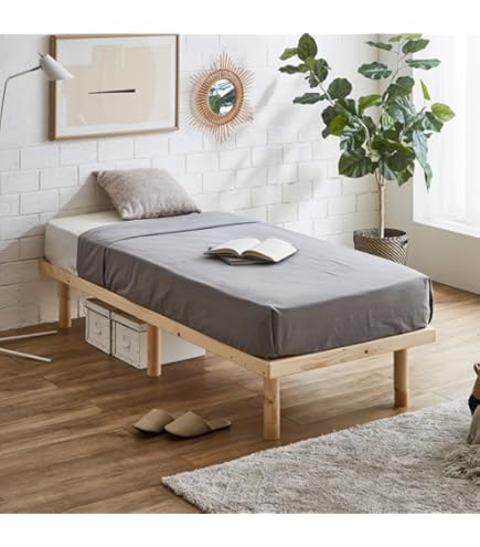 Amazon｜長さ180cm 木製 ベッドフレーム 耐荷重350kg 組立簡単