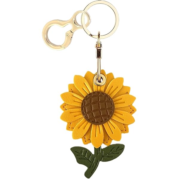 Hide & Drink, Sunflower Keychain Handmade from Full Grain Leather