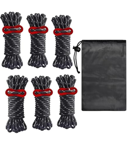 Amazon | uxcell テントロープ ナイロン ブラック 反射型ガイライン