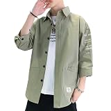 [foveitaa] 夏服 メンズ 七分袖 シャツ リネンシャツ メンズ 吸汗速乾 汗染み防止 快適な 軽い 柔らかい かっこいい ワイシャツ カジュアル シンプル オシャレ 人気 春夏 対応 1901DouLv XL