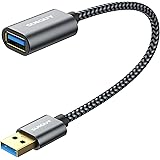 SUNGUY USB 3.0 延長ケーブル 0.3M USB延長 5Gbps 高速データ転送 Aオス-Aメス 延長コード ナイロン編み 金メッキコネクタ グレー 30CM