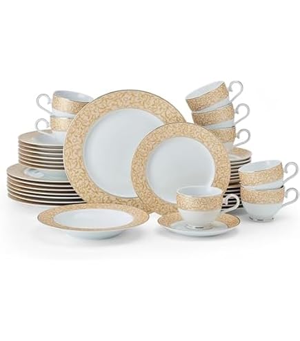 Mikasa Cameo Platinum 40-Piece Dinnerware Set, Dinner,Salad,Cereal