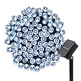 「KYC」　20m200球　LED　ソーラー　ストリングライト　クリスマスイルミ　2パターン発光モード　光センサー　自動点灯　自動消灯　太陽発電イルミネーション　「ホワイト」