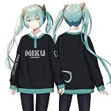 MZYSTJ Miku 初音ミク 長袖Tシャツ 長ズボン コスプレ衣装 男女兼用 春秋服 (長袖Tシャツ-ブラック,XL)