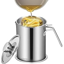 Amazon | LBFXQオイルポット ステンレス 油漉し器 1.4L天ぷら油